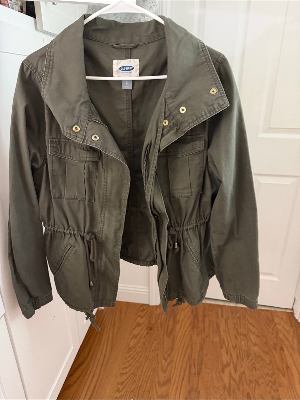 Old Navy Olive Green Utility Jacket with Drawstring Waist